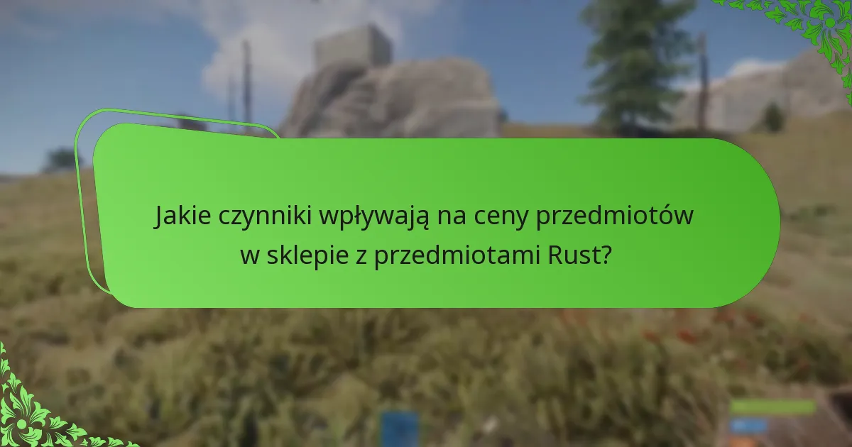 Jakie czynniki wpływają na ceny przedmiotów w sklepie z przedmiotami Rust?