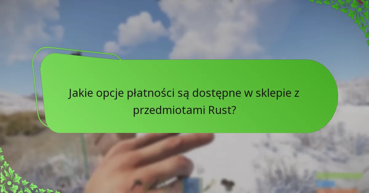 Jakie opcje płatności są dostępne w sklepie z przedmiotami Rust?